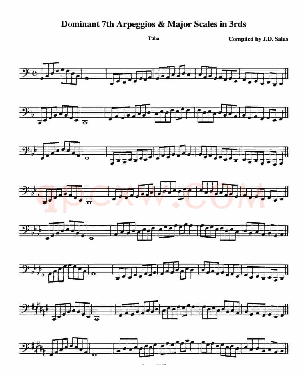 Dom. 7th Arp. & Major Scales in 3rds - Tuba（大号练习教材选曲）