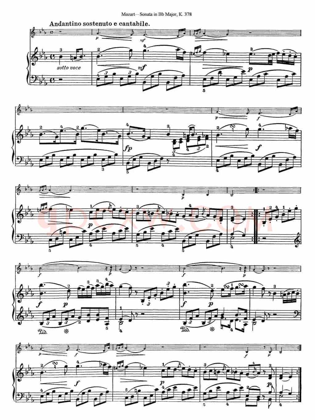 Violin Sonata in Bb Major K.378（小提琴+钢琴伴奏）