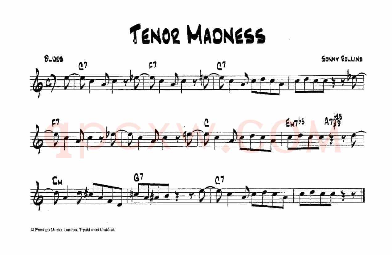 降B爵士乐谱：TENOR MADNESS