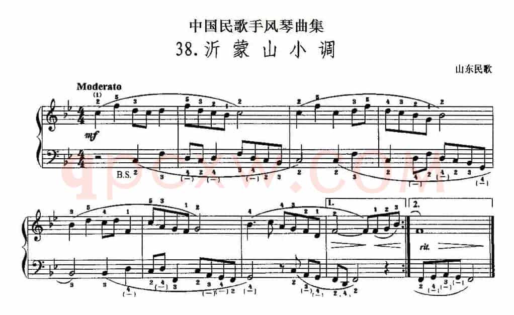 中国民歌手风琴曲集：38、沂蒙山小调
