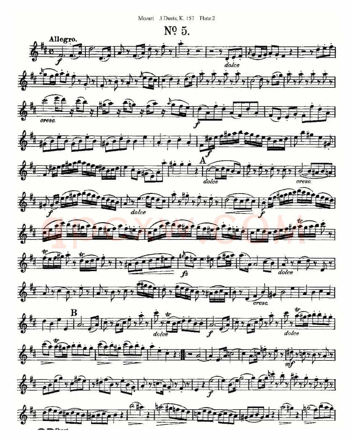 3 Duets K.157 之第二长笛（二重奏三首 K157号）
