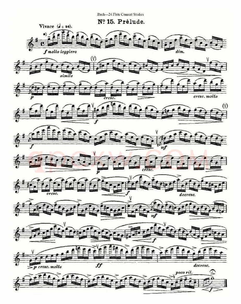 Bach-24 Flutc Concert Studies 之11—15（巴赫—24首长笛音乐会练习曲）