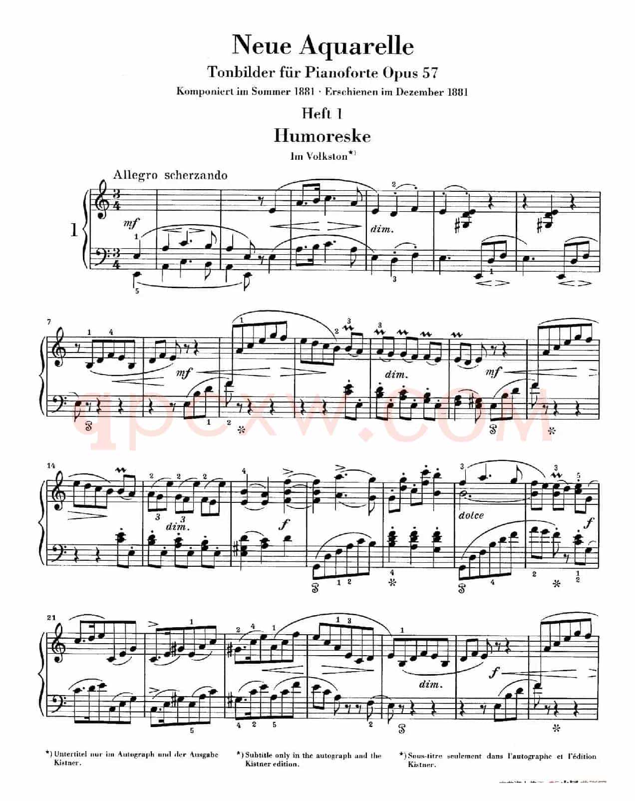 Neue Aquarelle Op.57（新水彩画·1. 幽默曲）