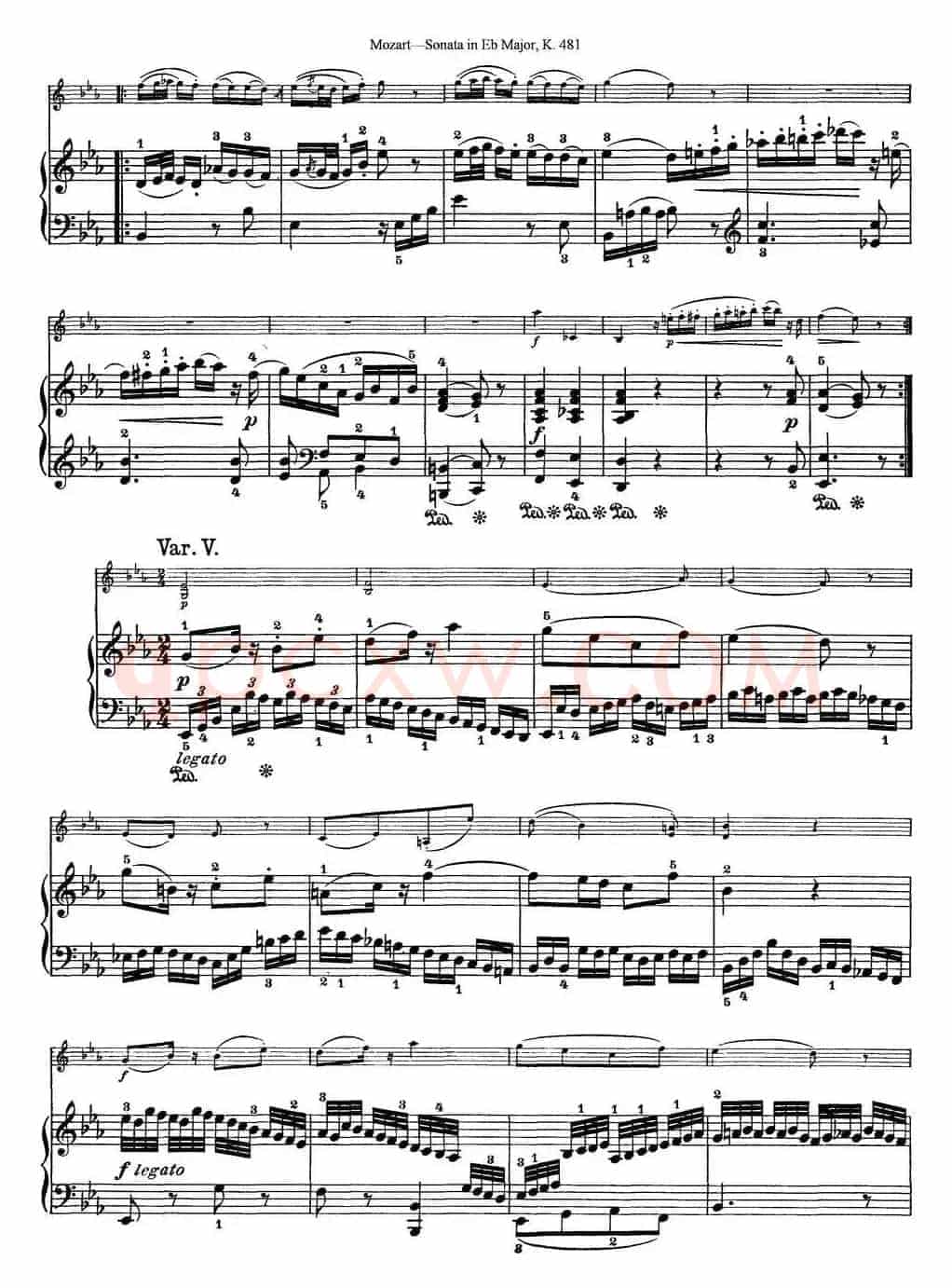 Violin Sonata in Eb Major K.481（小提琴+钢琴伴奏）
