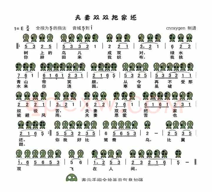 夫妻双双把家还（六孔陶笛谱）