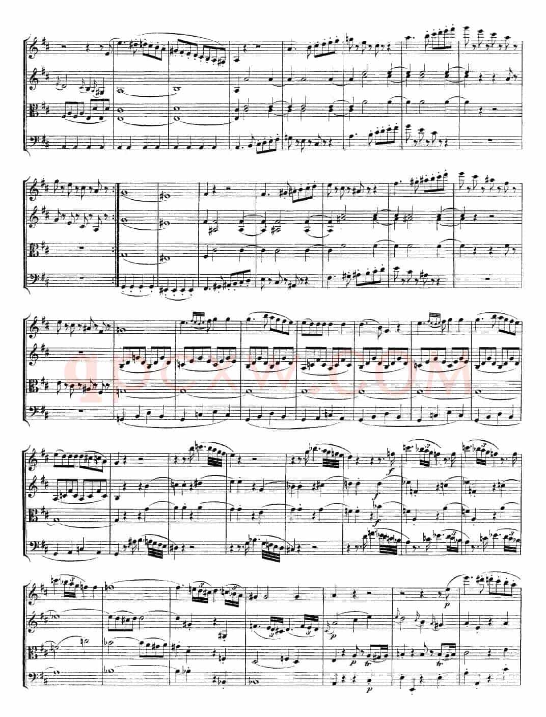 Mozart《Quartet No.21 in D Major,K.575》（总谱）
