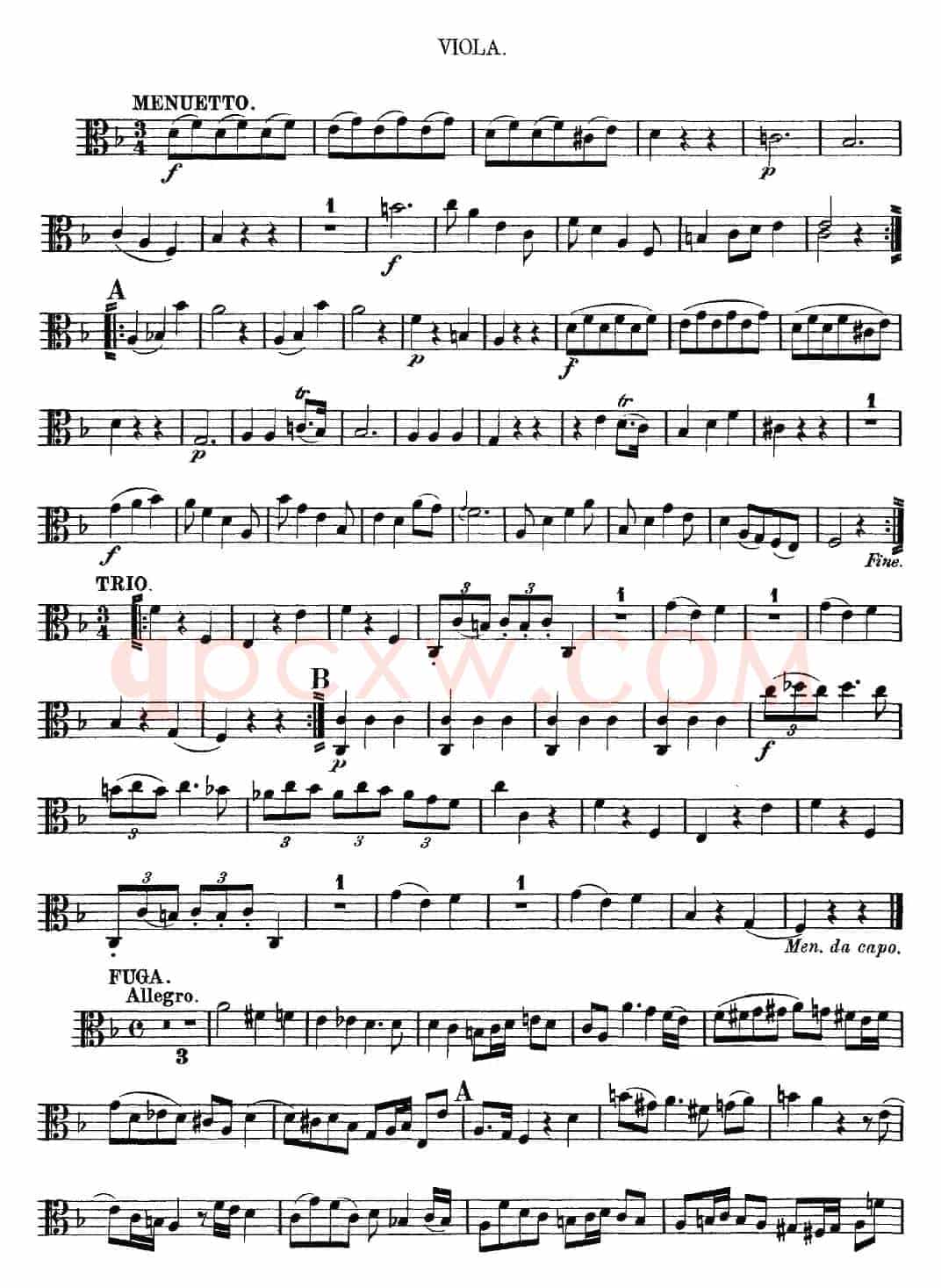 Mozart《Quartet No.13 in D Minor,K.173》（Viola分谱）
