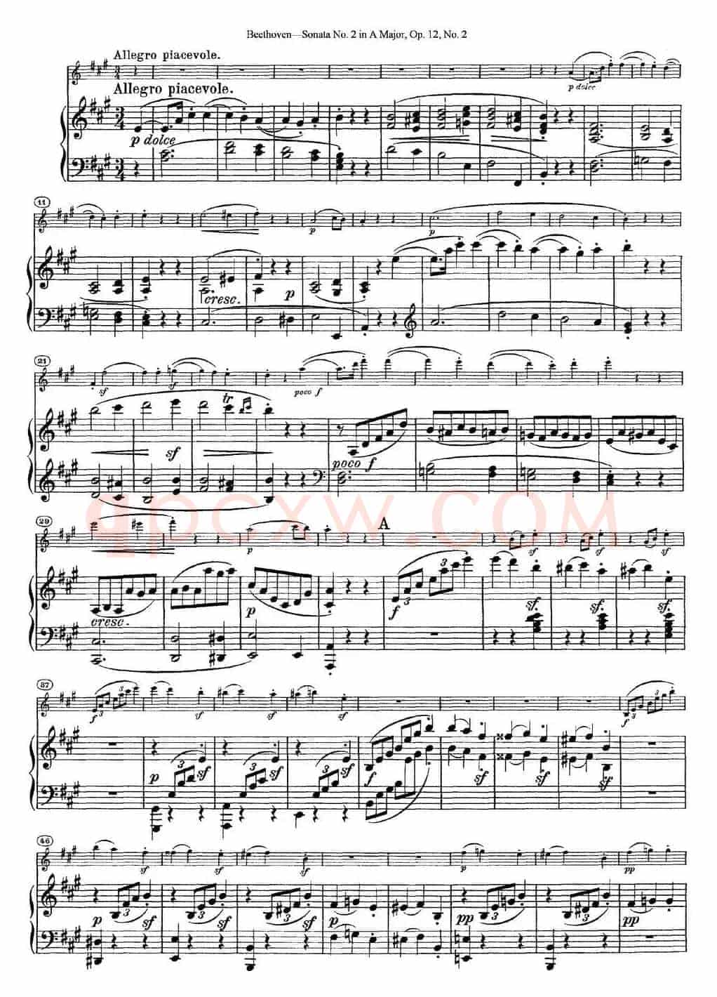 Violin Sonata No.2 in A Major Op.12 No.2（小提琴+钢琴伴奏）