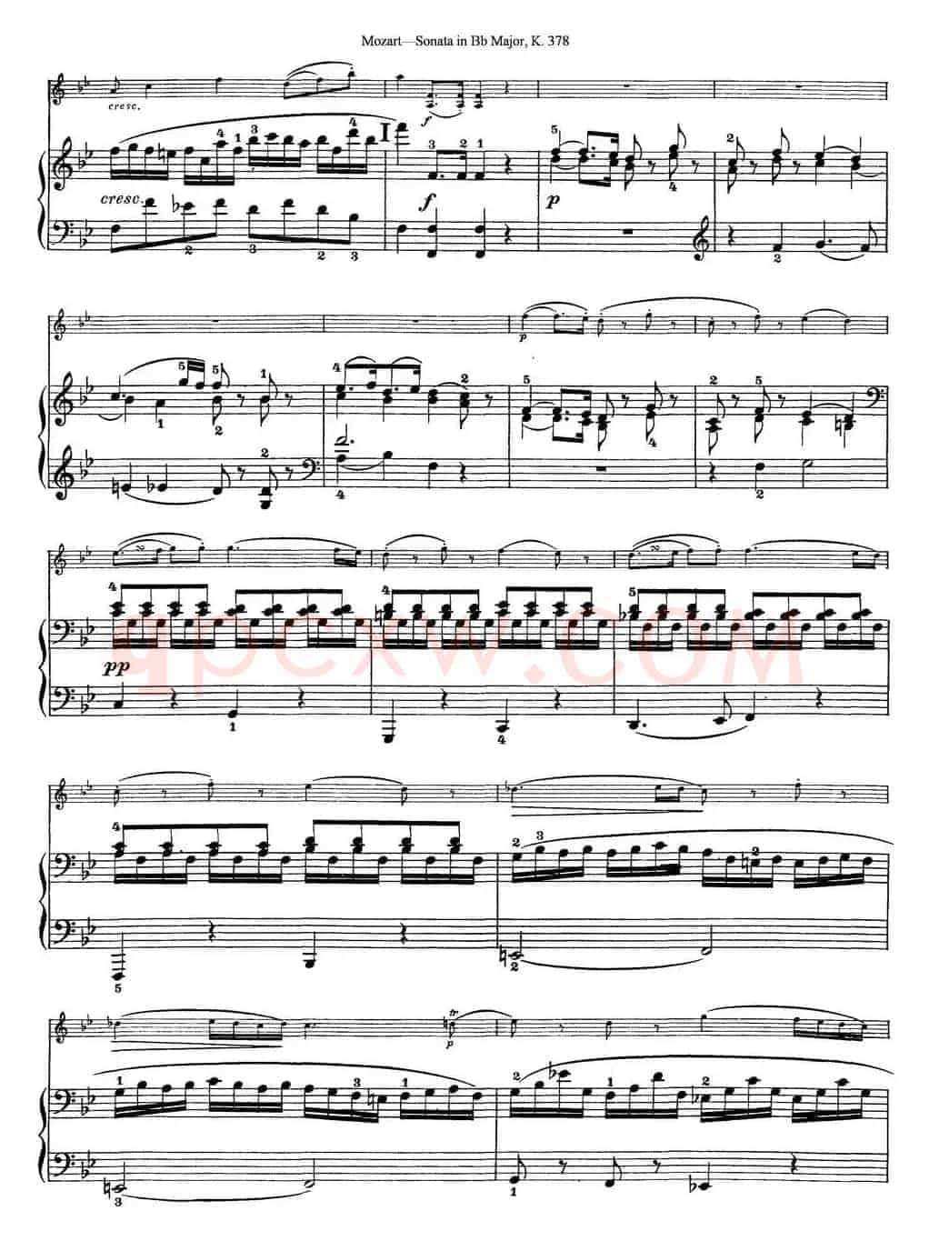 Violin Sonata in Bb Major K.378（小提琴+钢琴伴奏）