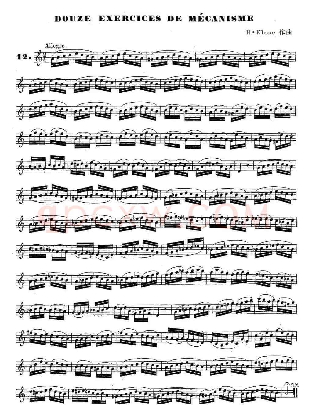 H·Klose练习曲（douze exercices de mecanisme—12）
