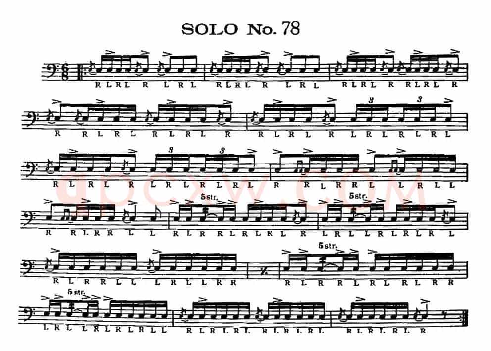 美国军鼓 SOLO No.76-80（爵士鼓谱）
