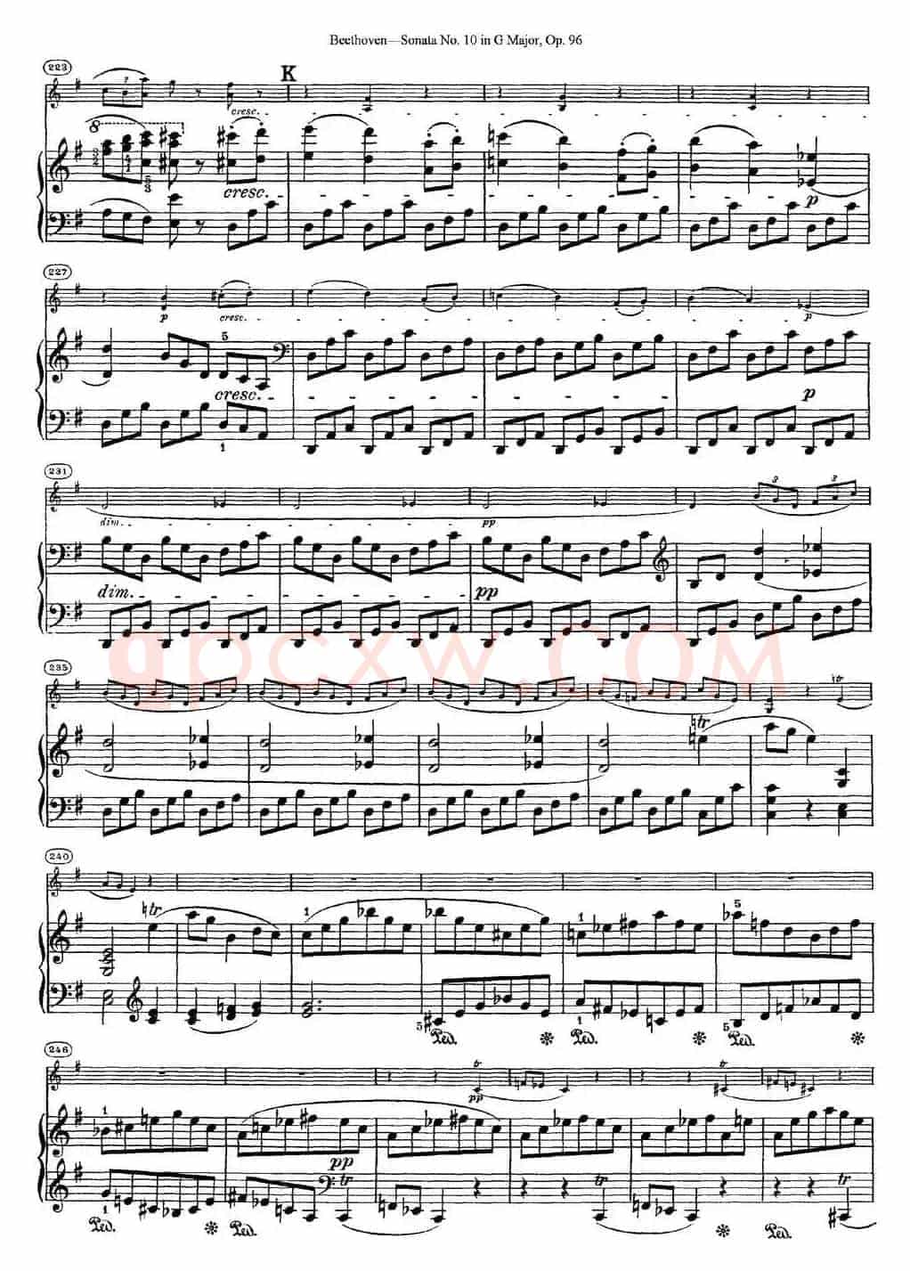 Violin Sonata No.10 in G Major Op.96（小提琴+钢琴伴奏）