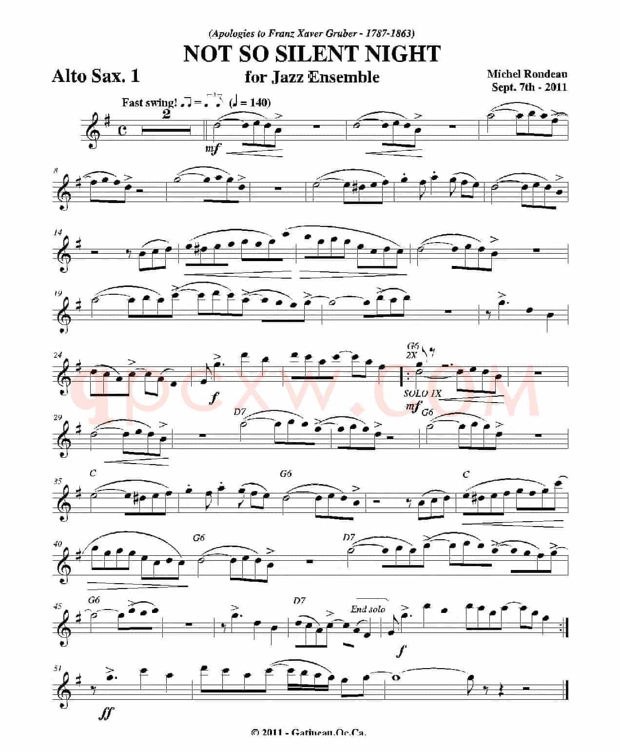 NOT SO SILENT NIGHT（第一中音萨克斯分谱）