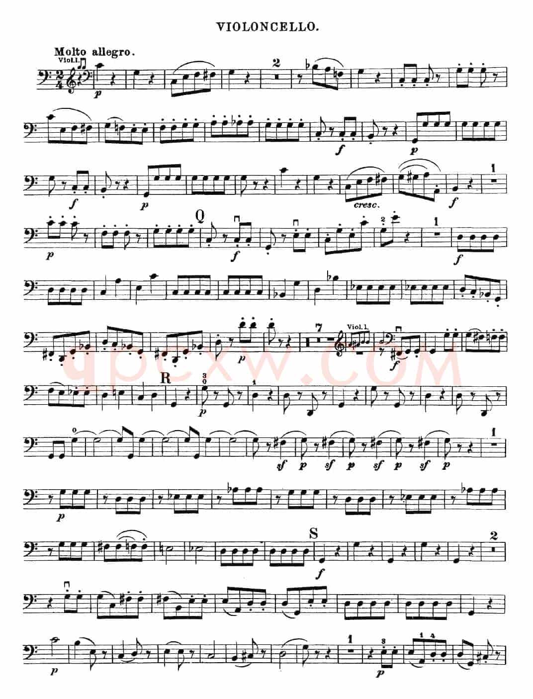 Mozart《Quartet No.19 in C Major,K.465》（Cello分谱）