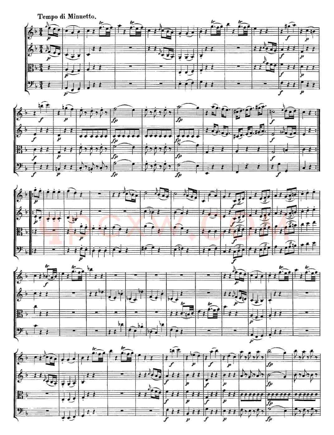 Mozart《Quartet No.5 in F Major,K.158》（总谱）