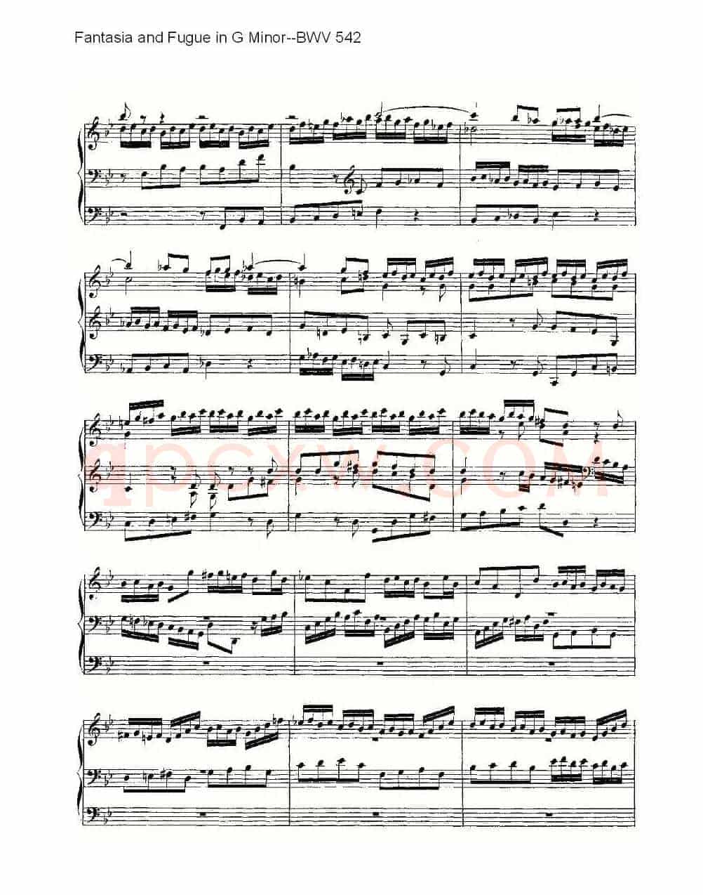 Fantasia and Fugue in G Minor--BWV 542 (管风琴谱)