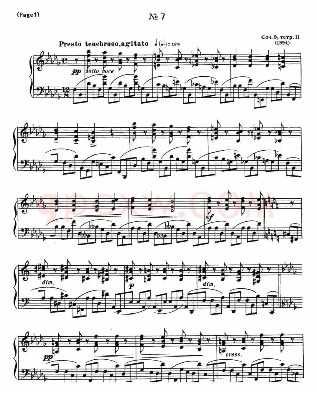 斯克里亚宾12首钢琴练习曲 Op8(No.7 Alexander Scriabin Etudes)