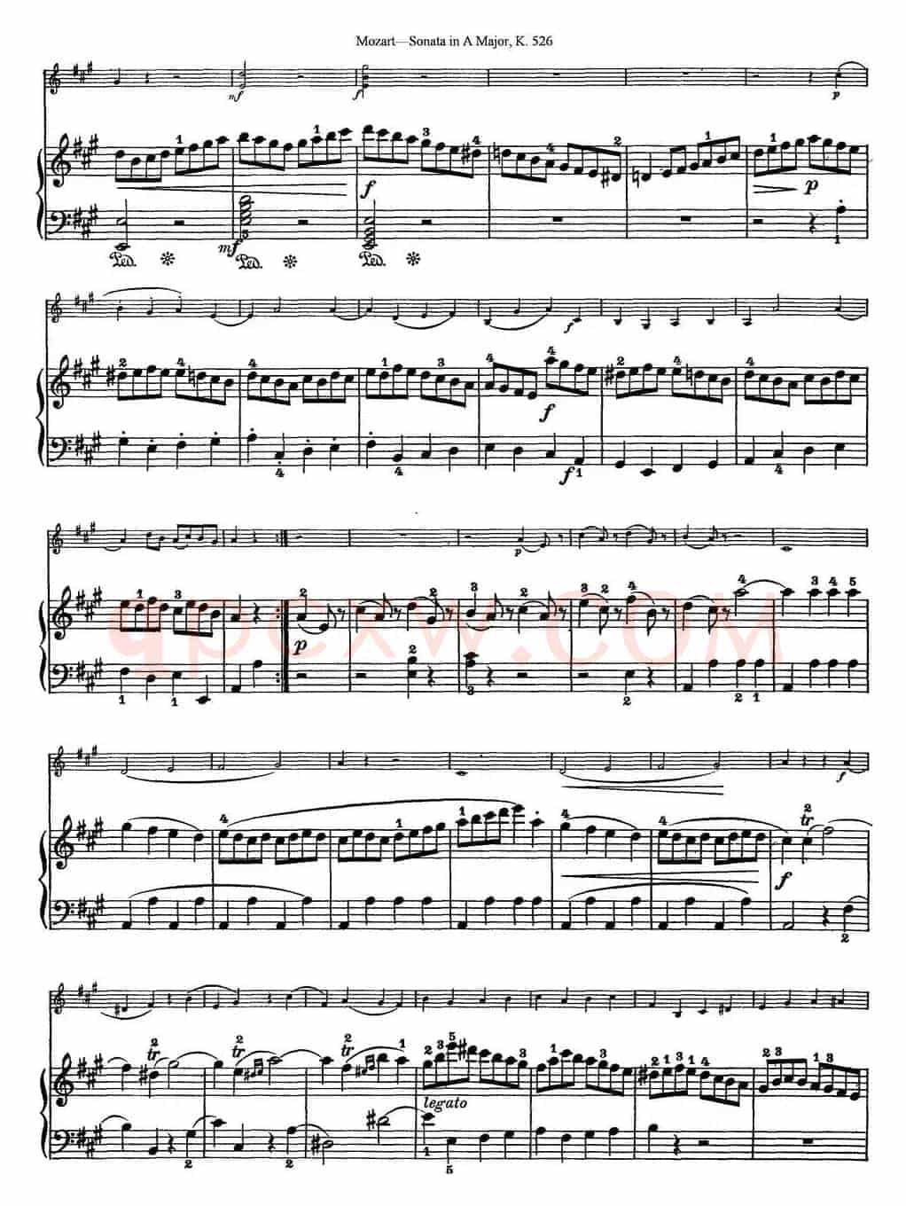 Violin Sonata in A Major K.526（小提琴+钢琴伴奏）