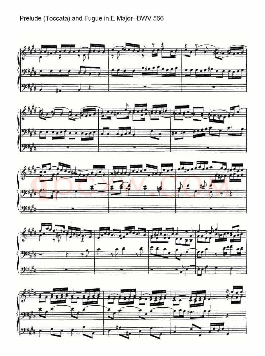 Prelude (Toccata) and Fugue in E Major--BWV 566（管风琴谱）