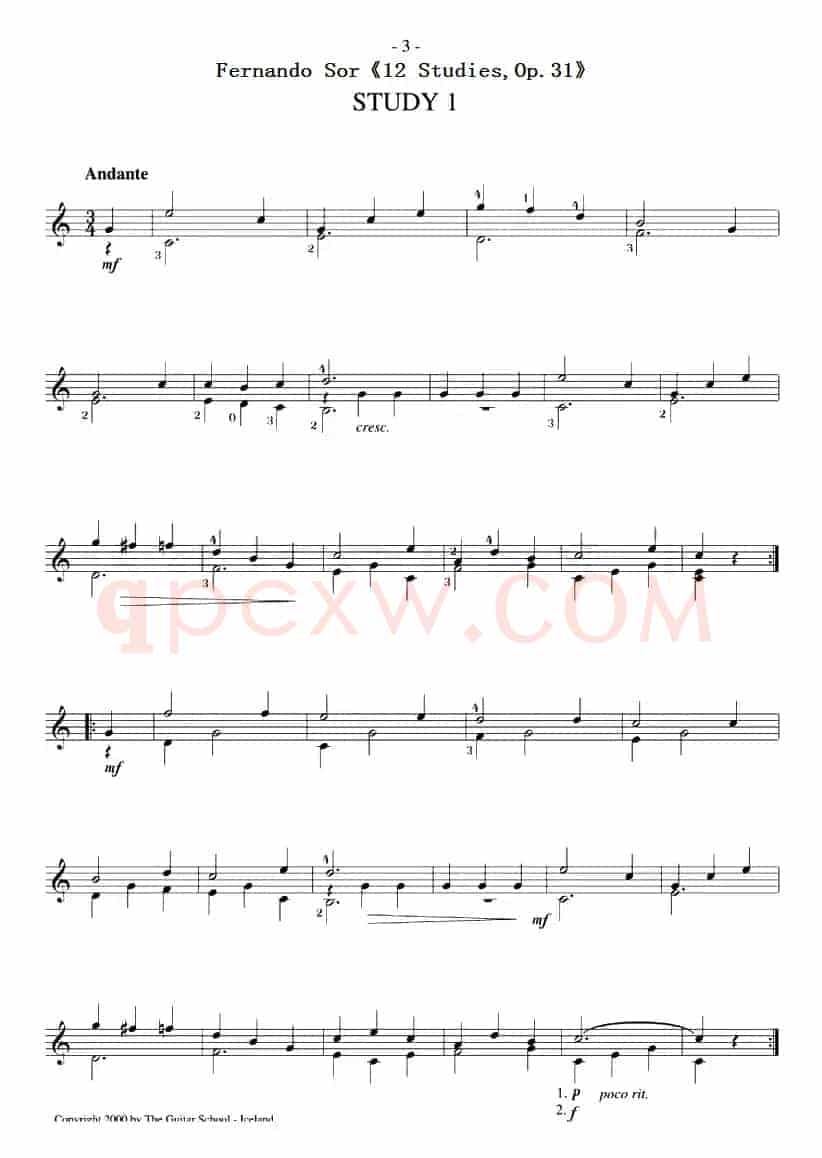 Fernando Sor《12 Studies,Op.31》（STUDY 1）