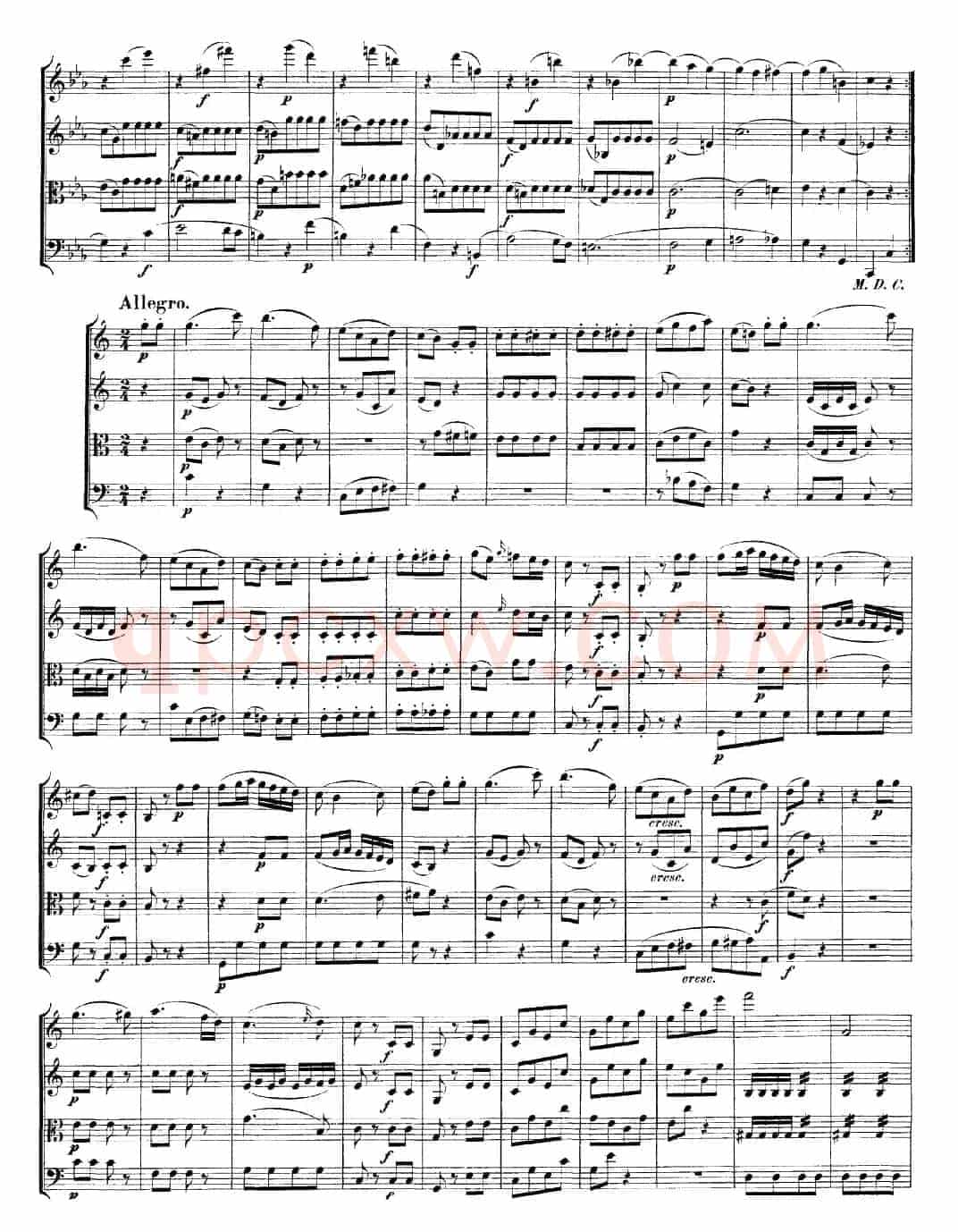 Mozart《Quartet No.19 in C Major,K.465》（总谱）