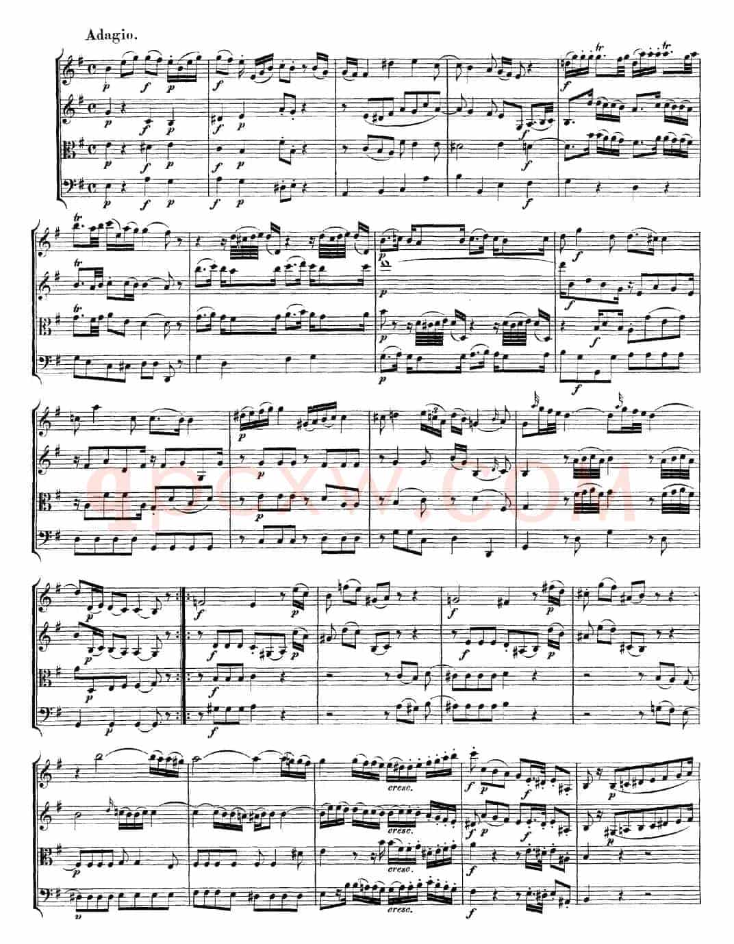 Mozart《Quartet No.3 in G Major,K.156》（总谱）
