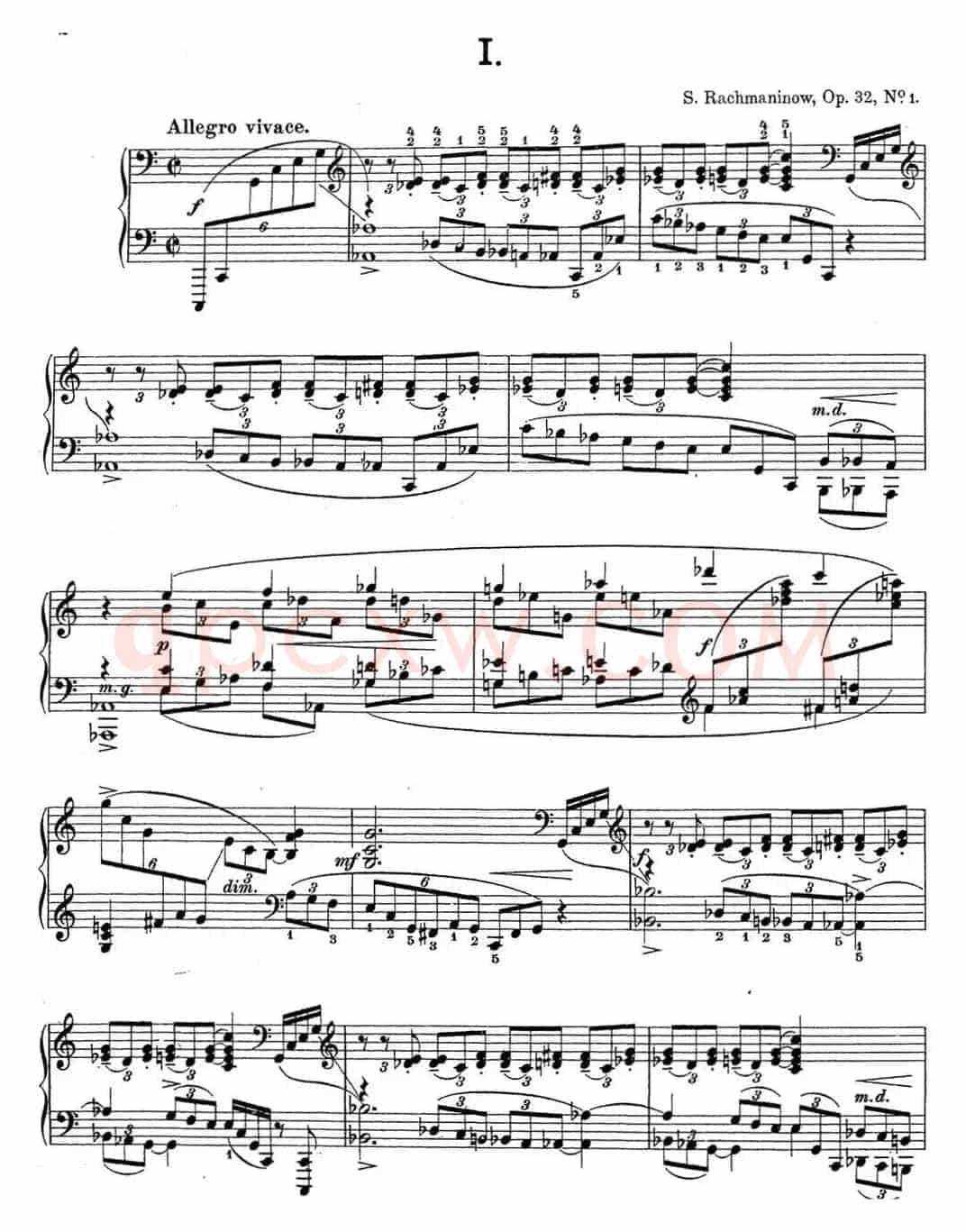 拉赫玛尼诺夫 钢琴前奏曲12 C大调 Op.32 No.1