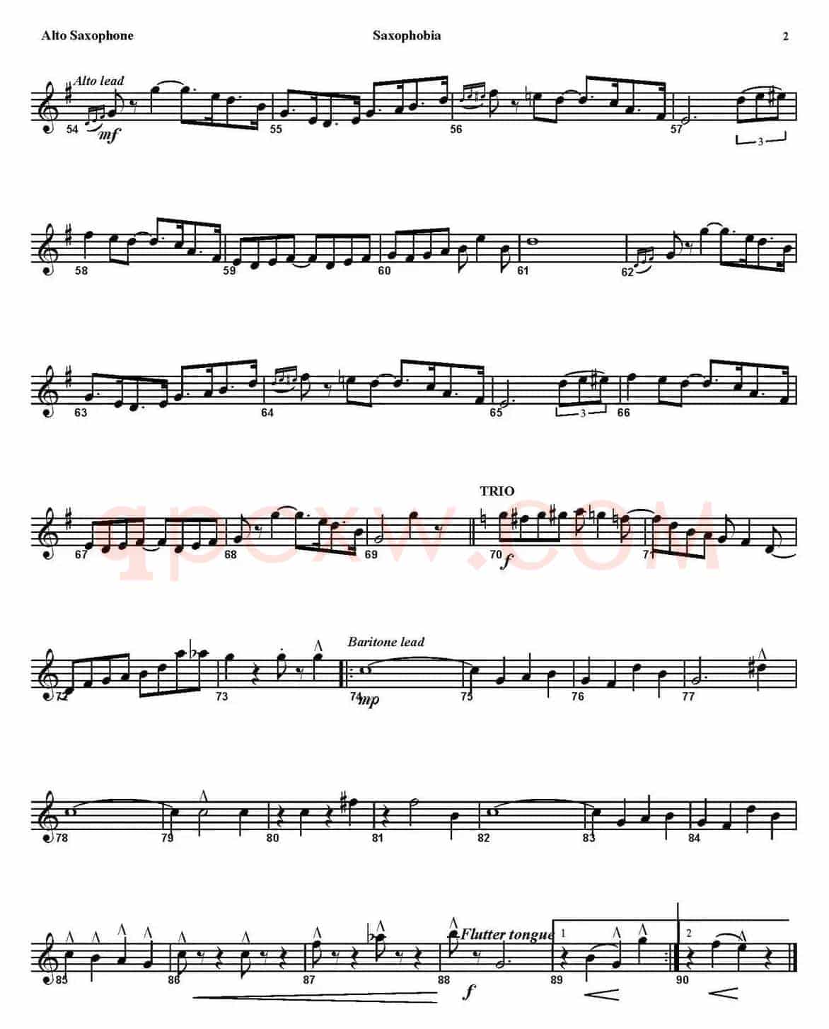SAXOPHOBIA（四重奏·中音萨克斯分谱）