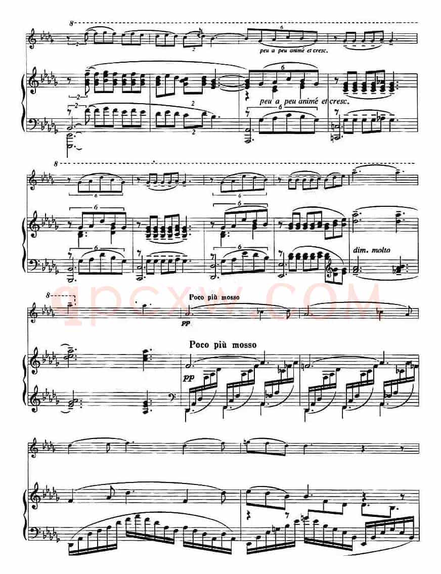 月光（CLAIR DE LUNE、德彪西作曲版、小提琴+钢琴伴奏）