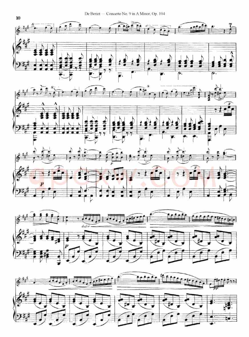 Beriot《Concerto No.9 in A Minor》Op.104（贝里奥《A小调第九小提琴协奏曲》Op.104、小提琴+钢琴伴奏）