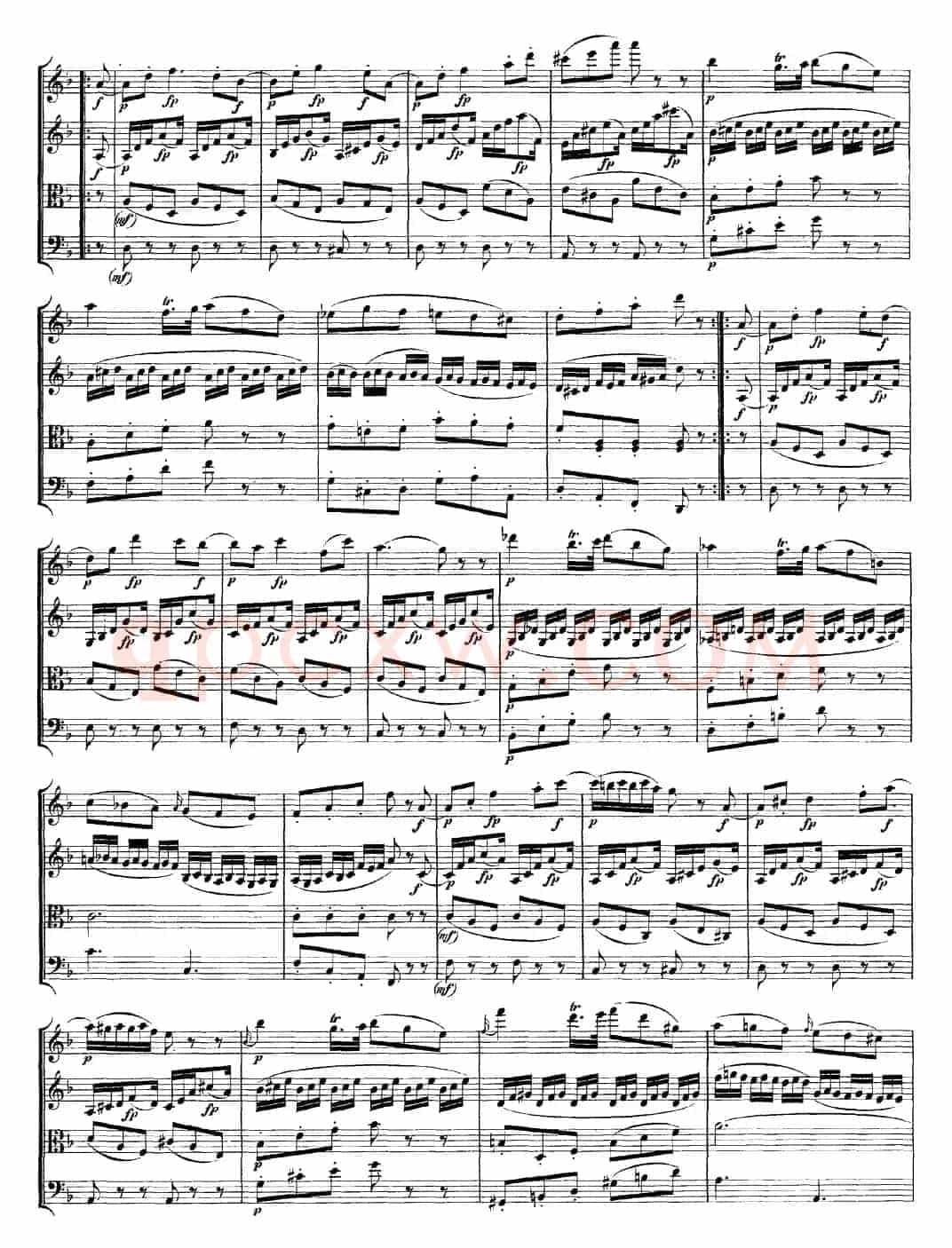 Mozart《Quartet No.15 in D Minor,K.421》（总谱）