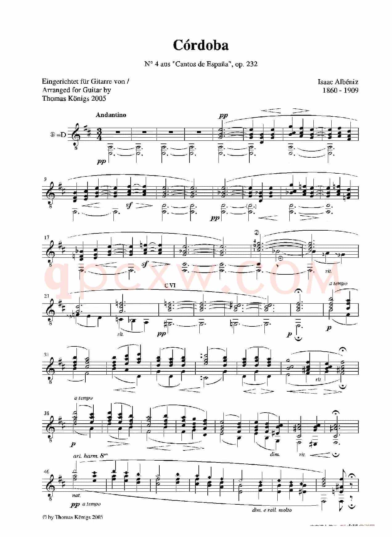 Cordoba op.232 NO.4（古典吉他）
