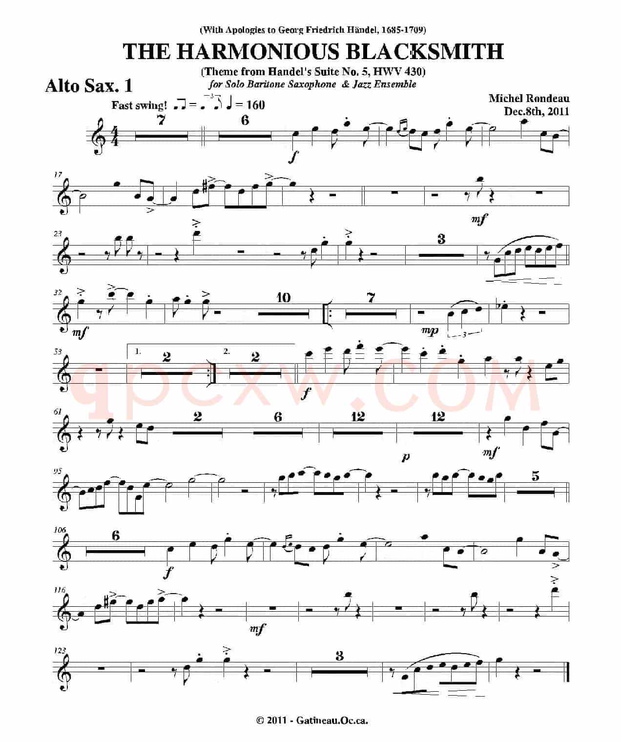 THE HARMONIOUS BLACKSMITH（第一中音萨克斯分谱）