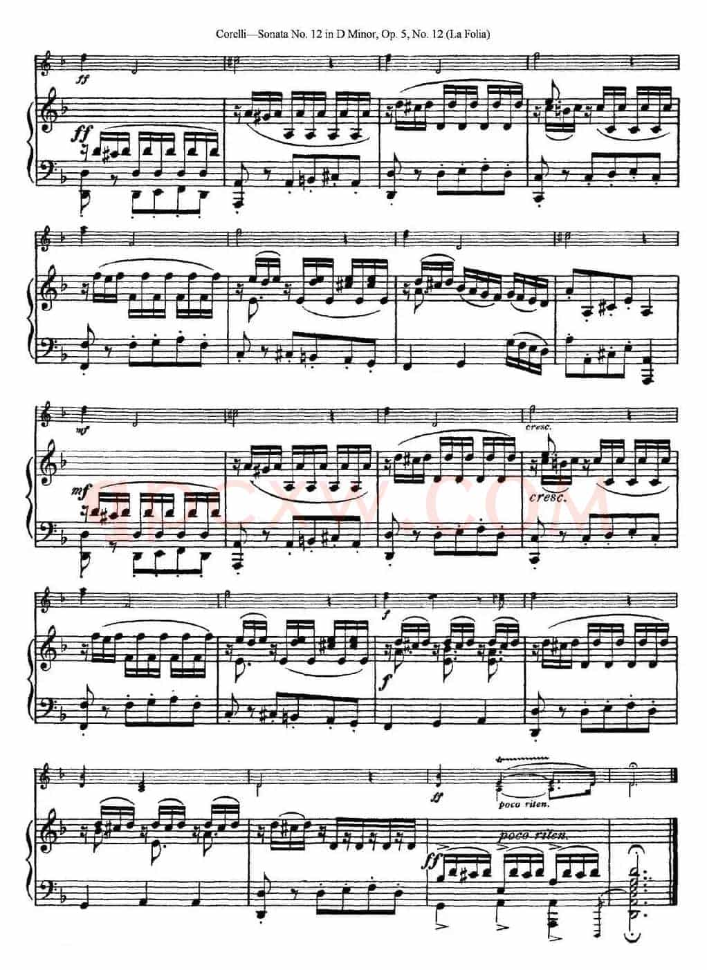 Sonata No.12 in D Minor Op.5 No.12（小提琴+钢琴伴奏）