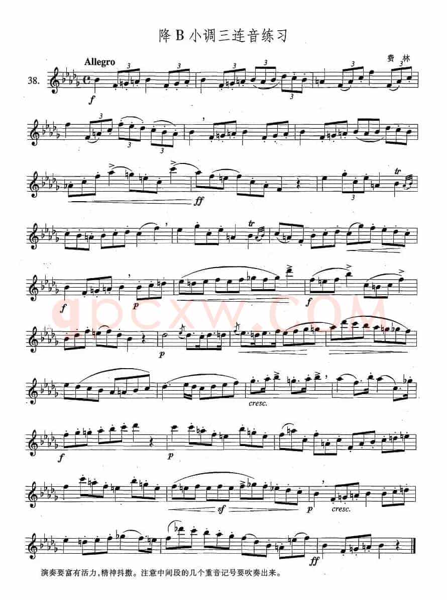 萨克斯练习曲合集（4—38）降B小调三连音练习