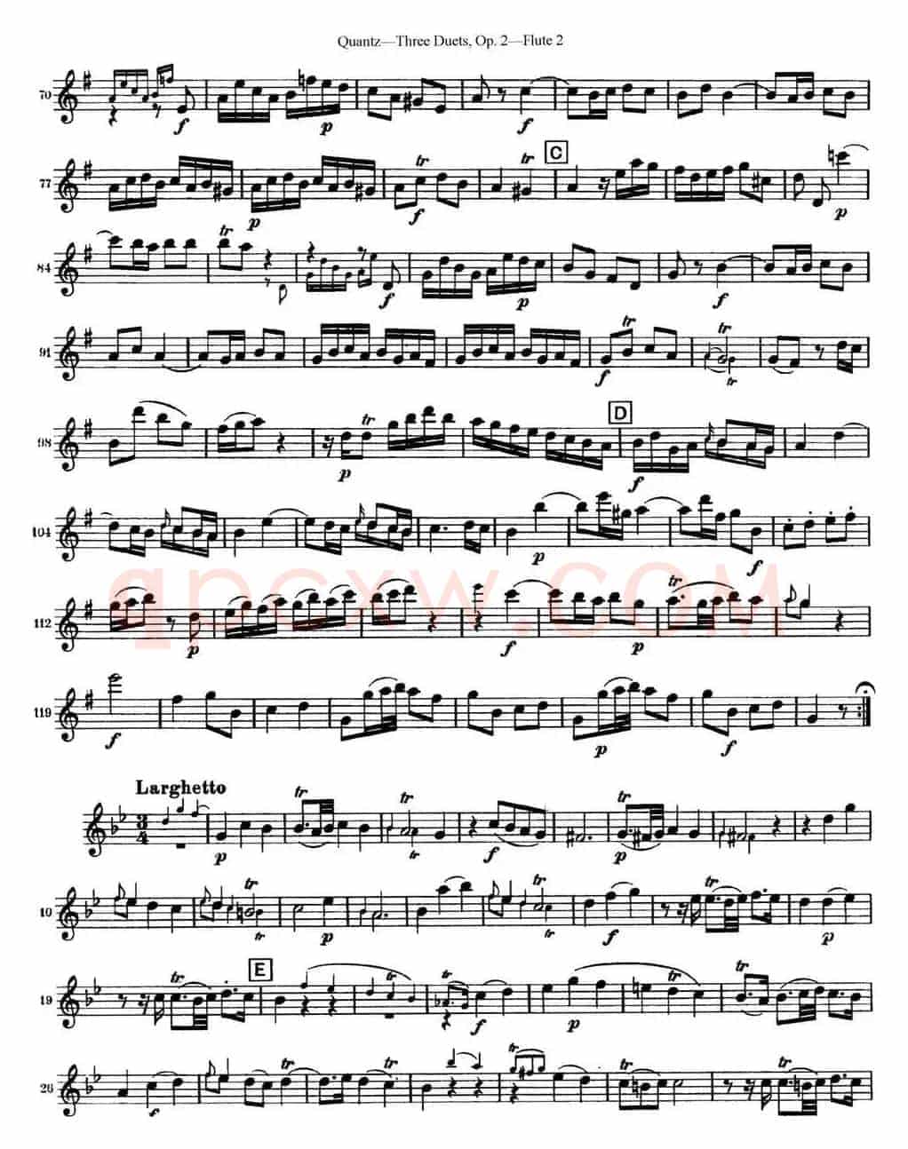 匡茨G大调长笛二重奏Op.2——Flute 2（No.1）