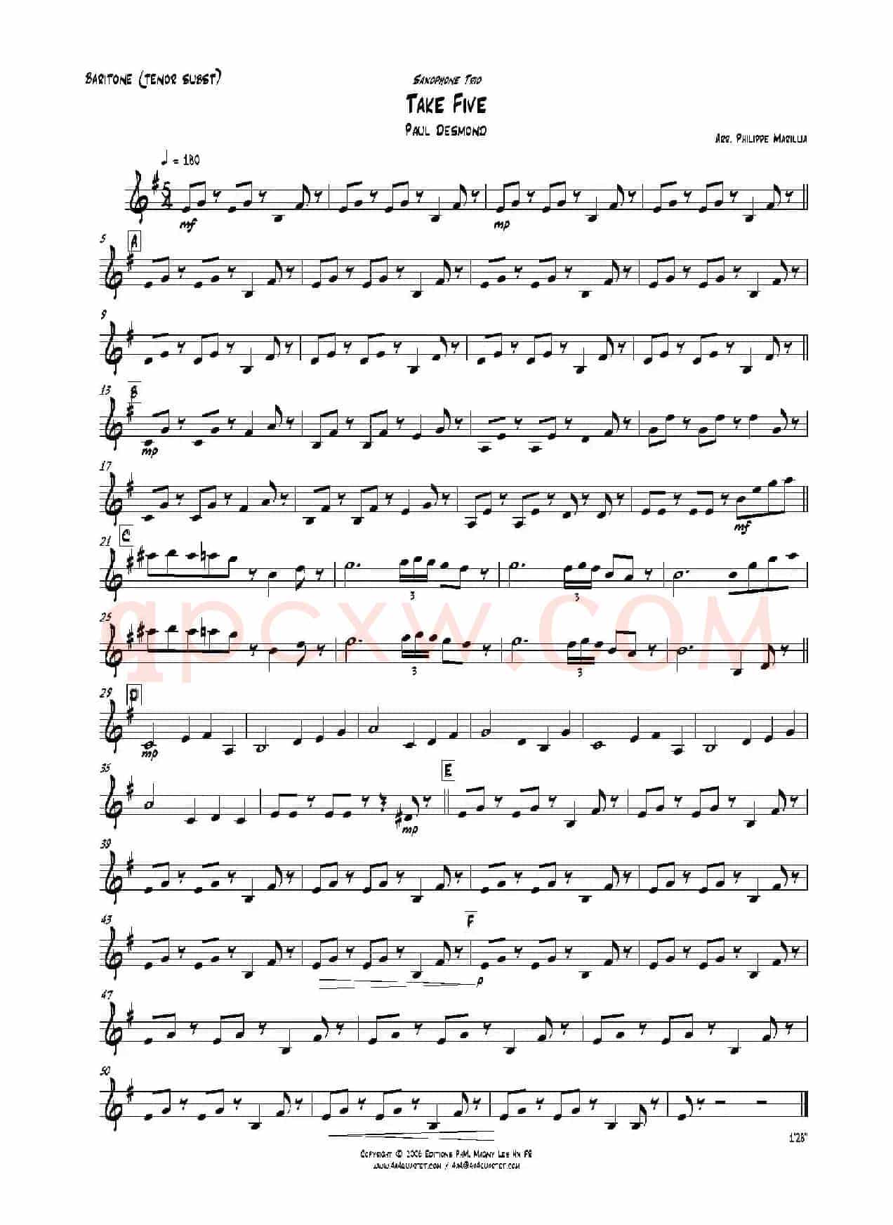 Take Five（无伴奏爵士五重奏分谱）