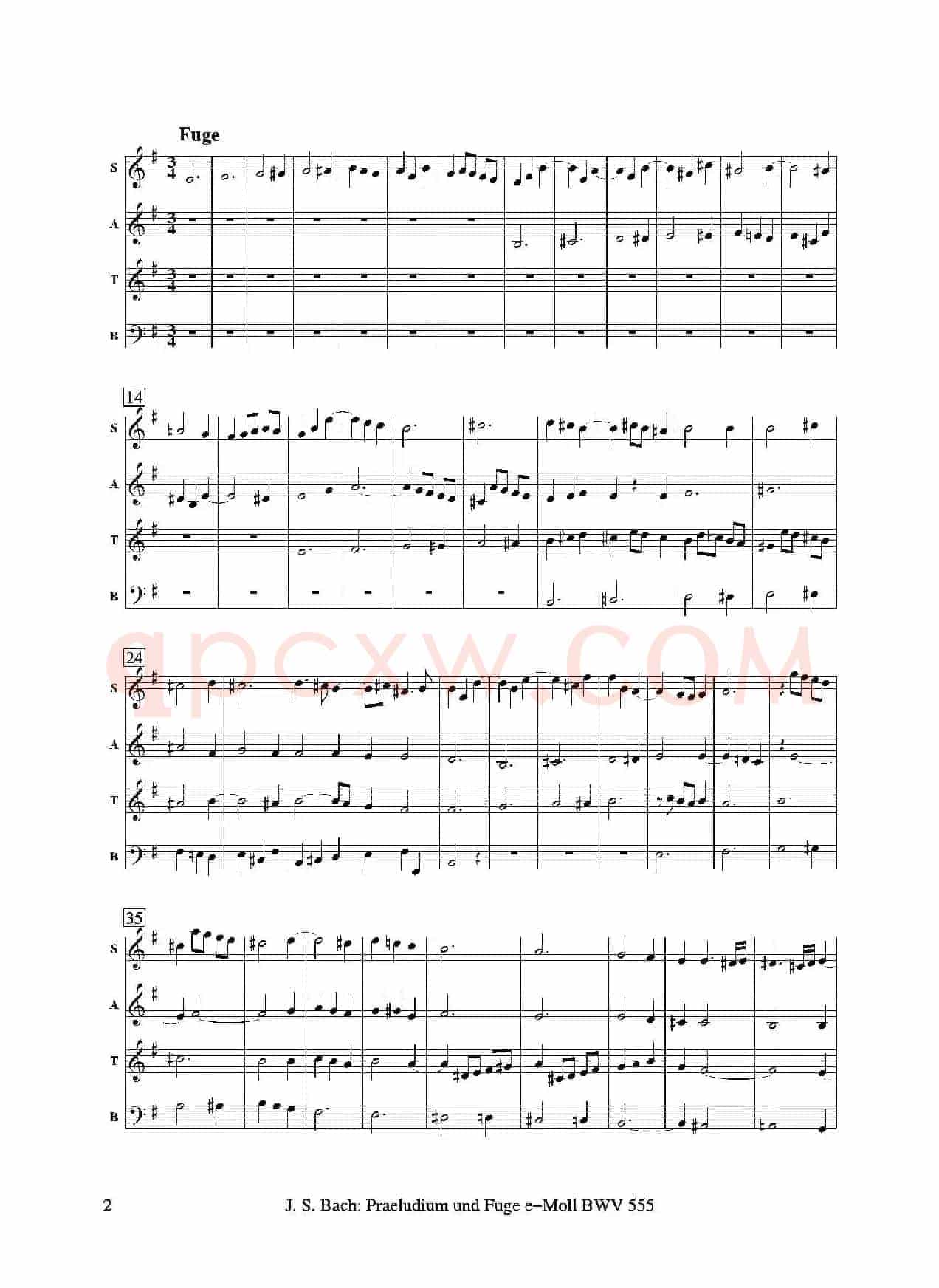 Praeludium und Fuge e-Moll（四重奏总谱+分谱）
