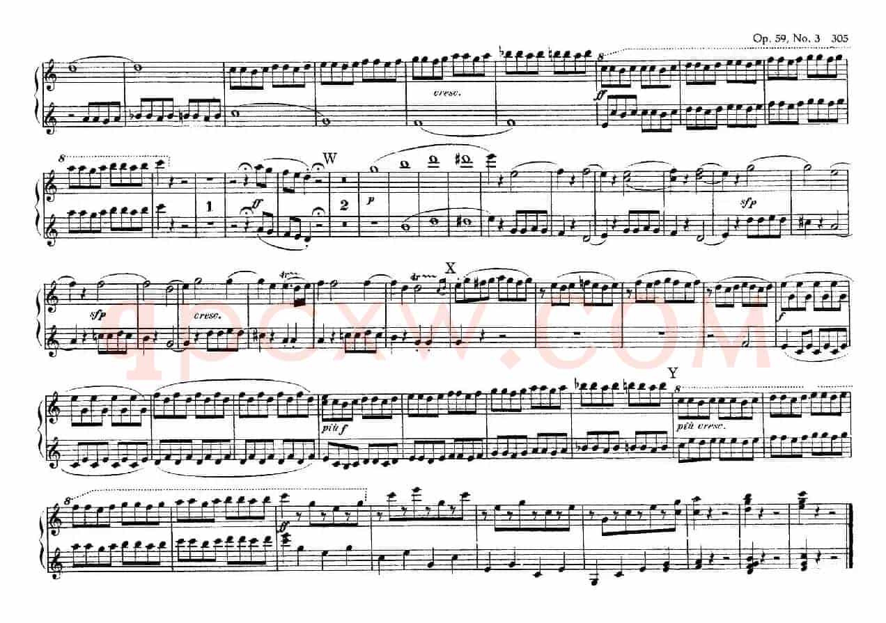 String Quartet No.9 in C Major Op.59-3 - 4 Hands(C大调第九弦乐四重奏·四手联弹)
