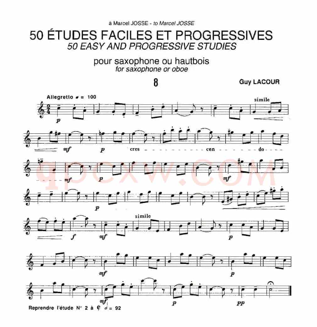 Guy Lacour 50 首萨克斯练习曲之八