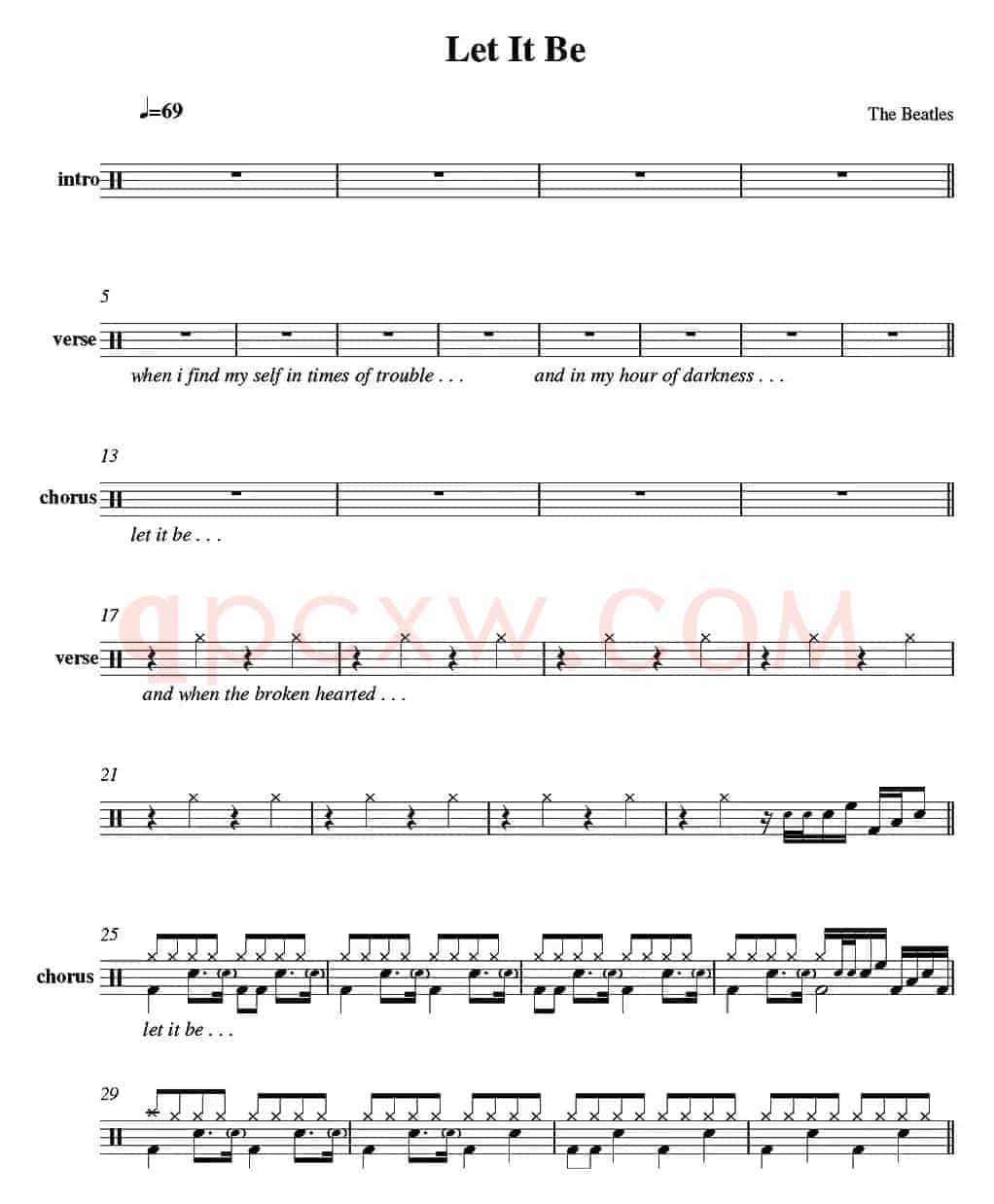 爵士鼓谱：Beatles - Let it be