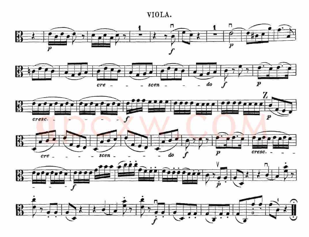 Mozart《Quartet No.19 in C Major,K.465》（Viola分谱）
