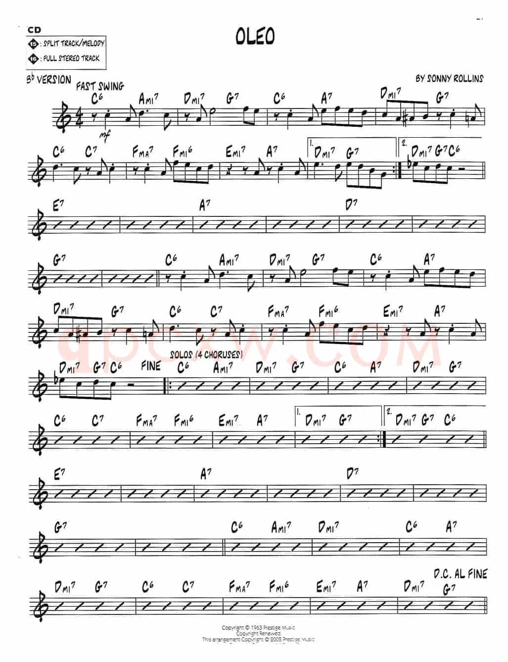 OLEO（jazz系列萨克斯谱）