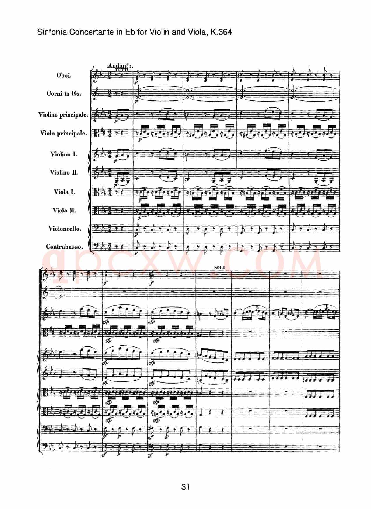 降E大调交响协奏曲（《Sinfonia Concertante in Eb》for Violin and Viola K.364）