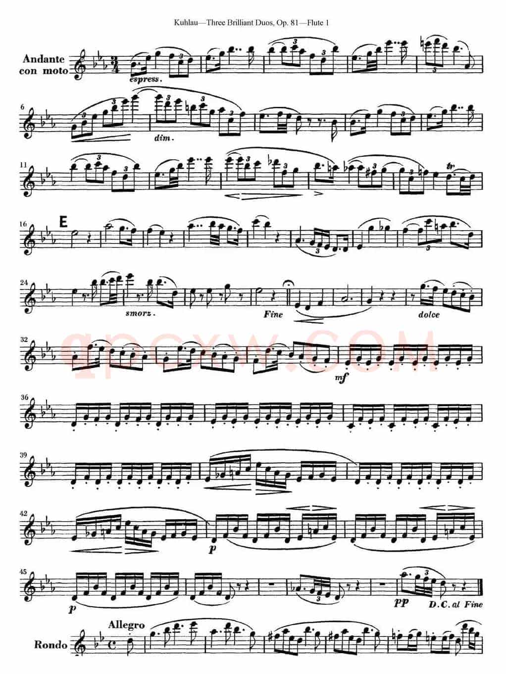 库劳长笛二重奏练习三段OP.81——Flute 1（NO.3）