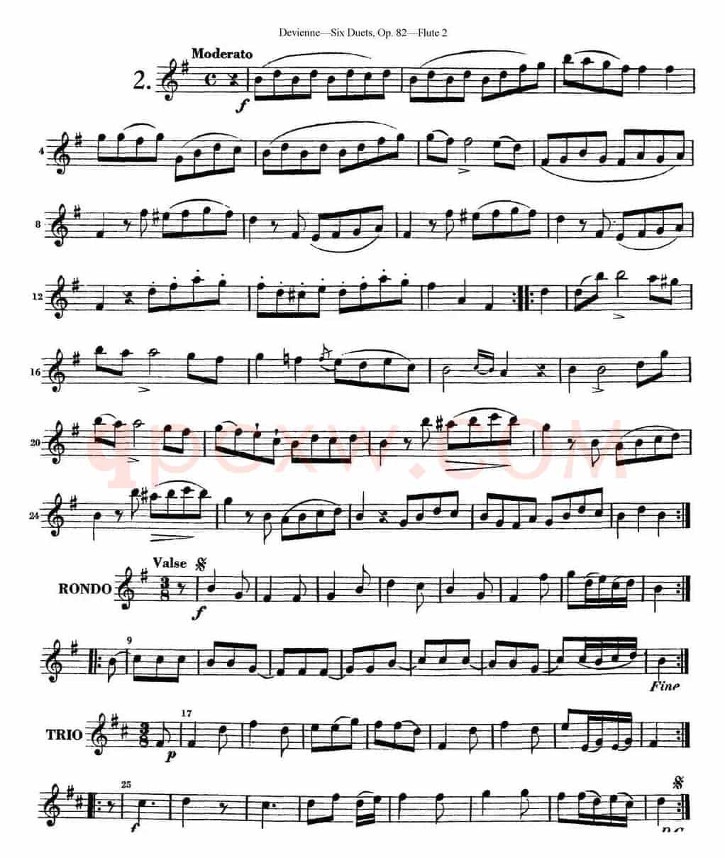 德维埃纳六个长笛二重奏小段Op.82——Flute 2（NO.2）