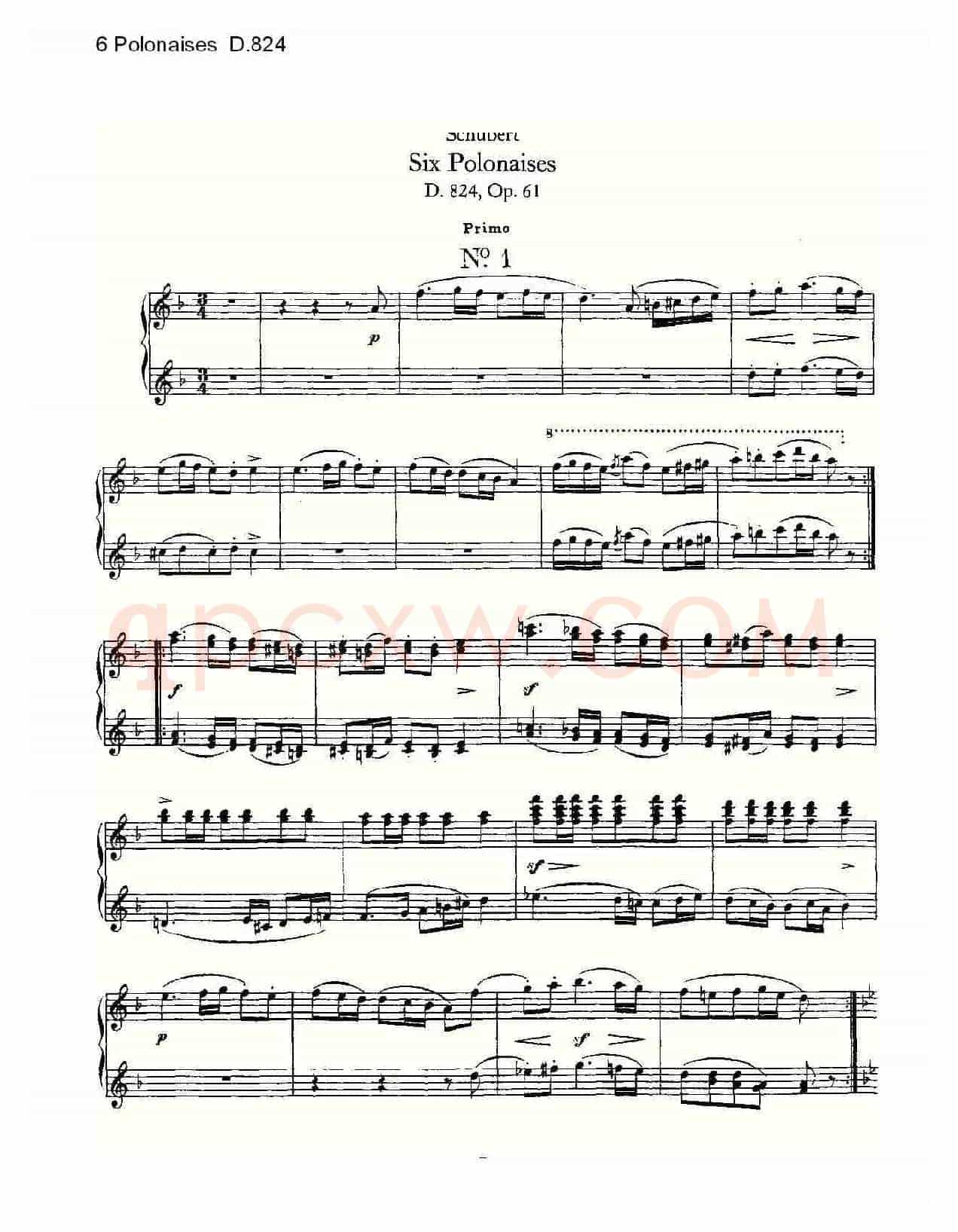 6 Polonaises D.824（6波罗乃兹舞曲 D.824）