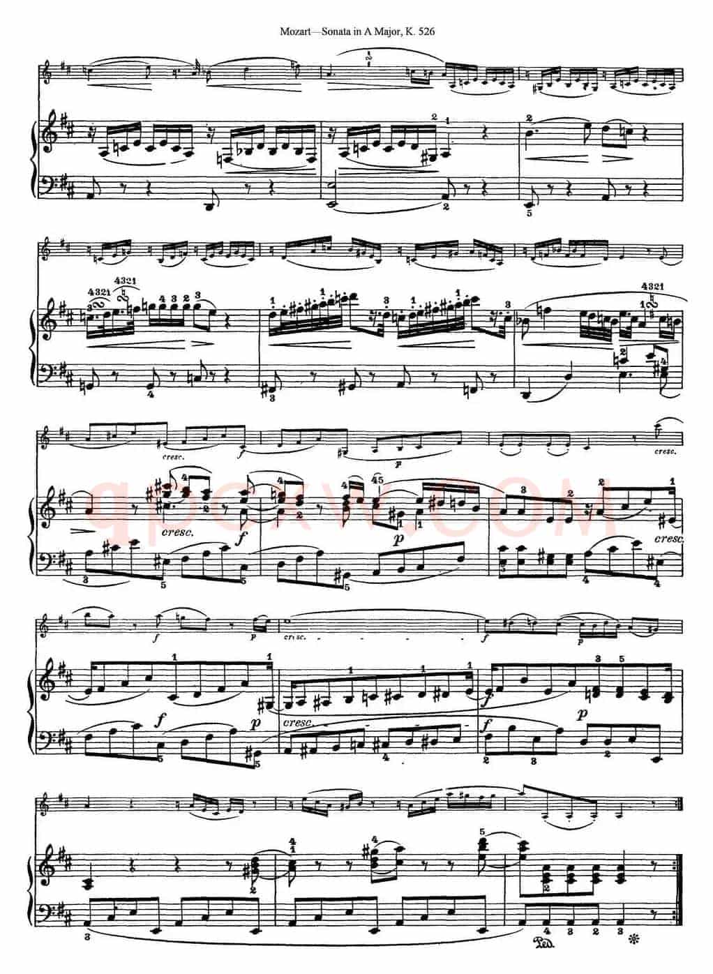 Violin Sonata in A Major K.526（小提琴+钢琴伴奏）