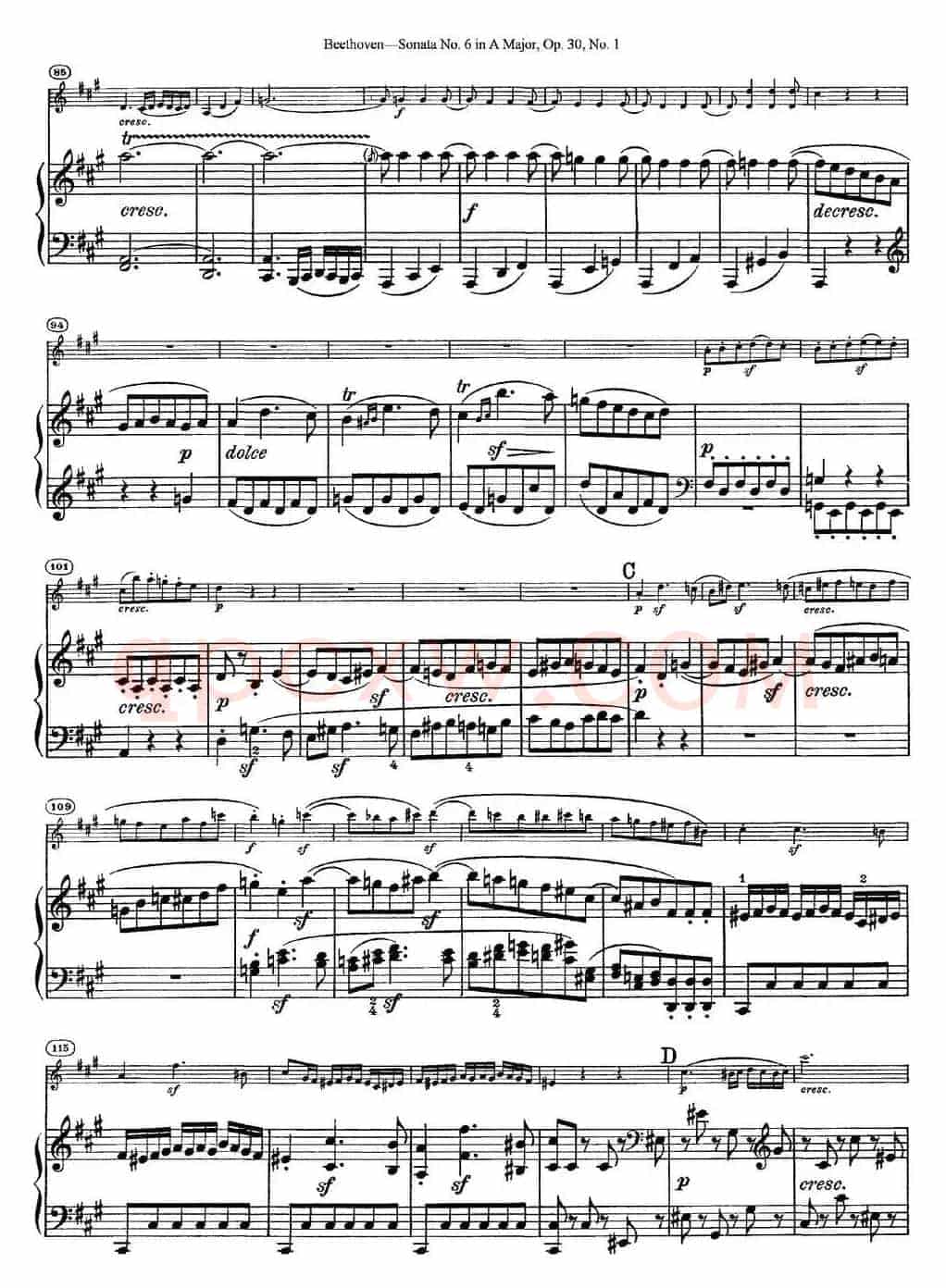 Violin Sonata No.6 in A Major Op.30 No.1（小提琴+钢琴伴奏）