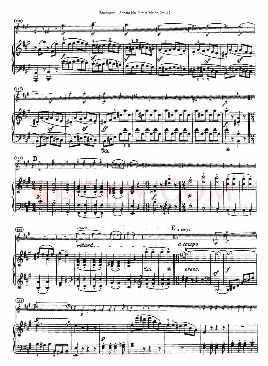 Violin Sonata No.9 in A Major Op.47（小提琴+钢琴伴奏）